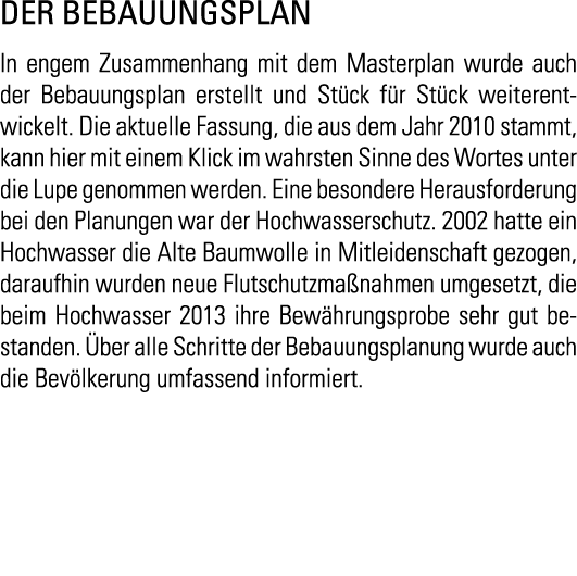 DER BEBAUUNGSPLAN In engem Zusammenhang mit dem Masterplan wurde auch der Bebauungsplan erstellt und St ck f r St ck    